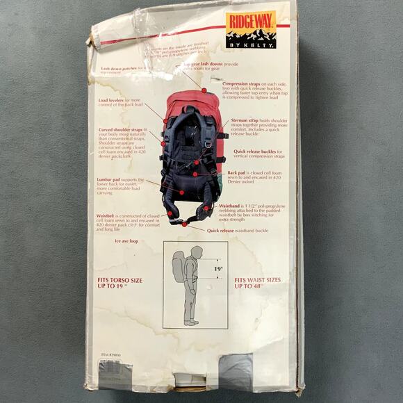 RIDGEWAY by Kelty Hiking Travel Internal Backpack Burgundy Green Up to 48" Waist - Picture 12 of 16